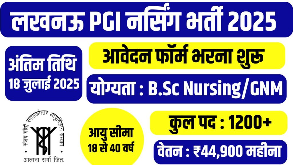 SGPGI Nursing Officer Recruitment 2025