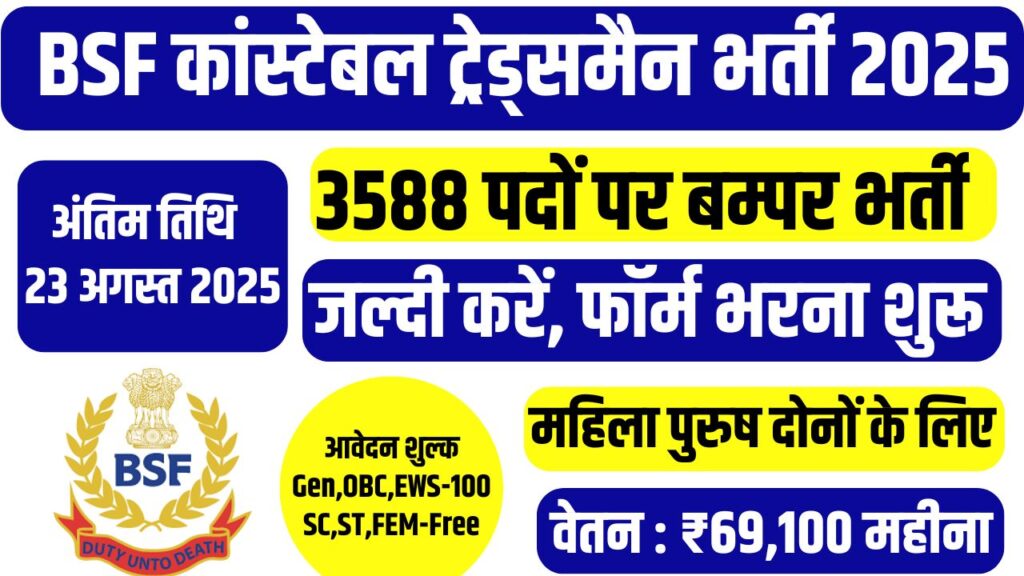 BSF Constable Tradesman Recruitment 2025
